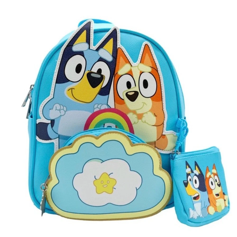 Bluey Backpack with Matching Clip on Pouch. New in Plastic!